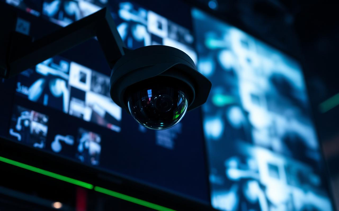 Câmera IP de segurança com painel de monitoramento